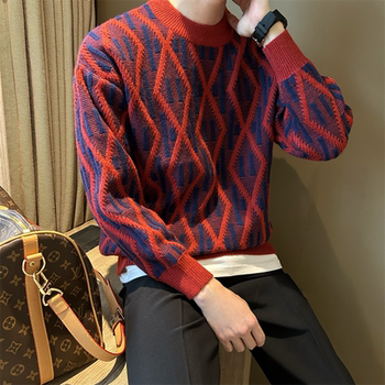 Mr. nr pullover round neck jacquard men's sweater Mr. nr pullover round neck jacquard men's sweater