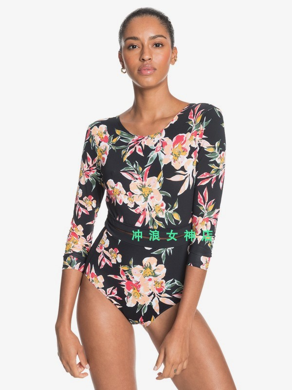The new Roxy one-piece sunscreen sexy backless long-sleeved slimming jellyfish swimwear hot spring snorkeling summer women