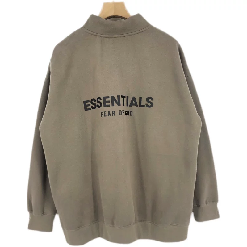ФОГ двойная линяя ESSENTIALS худи на молнии с высоким воротником фирменный магазин мужская и женская куртка с длинными рукавами высоким вариантом ограниченная серия