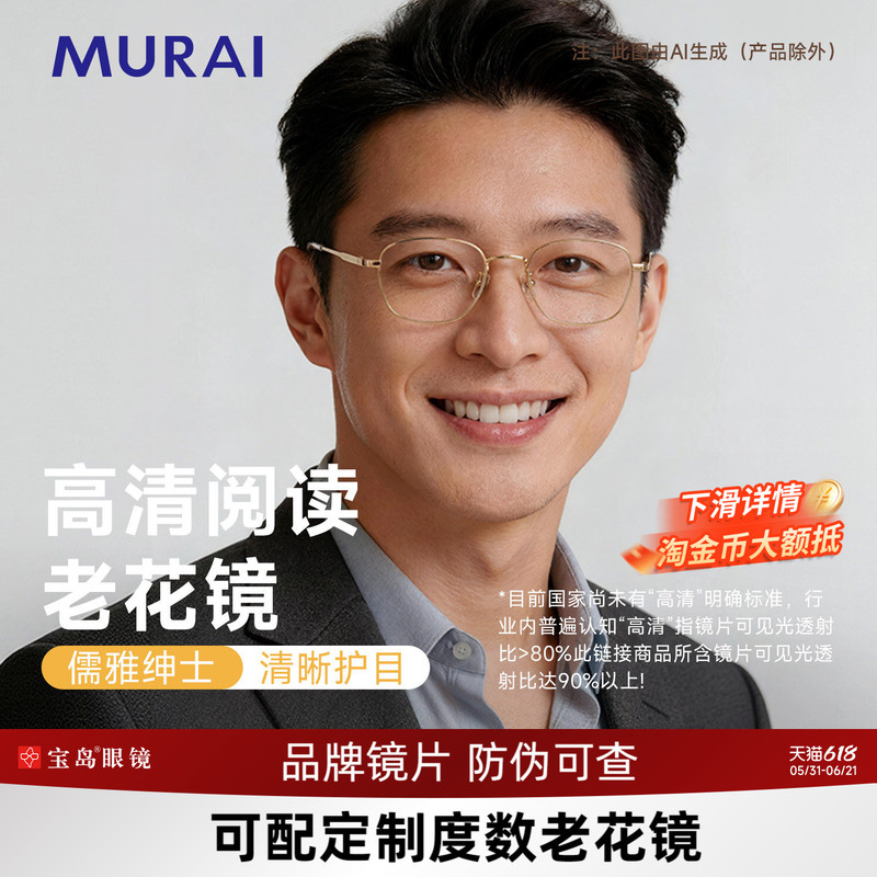 [Father's Day Gift] Murai Reading Glasses for Men, High-Definition Reading Glasses, High-End Authentic Gift for Dad's Birthday