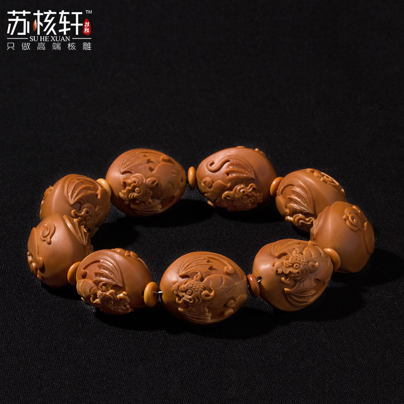 Su Hexuan olive core iron core hand string bat Fu Manlian Lianlian Su Gong double-sided relief carving handmade men and women