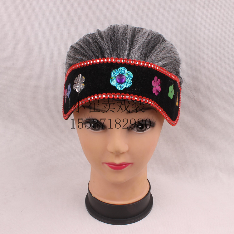 Old lady wig wife headset theater piece stage show props wig wig hair wig