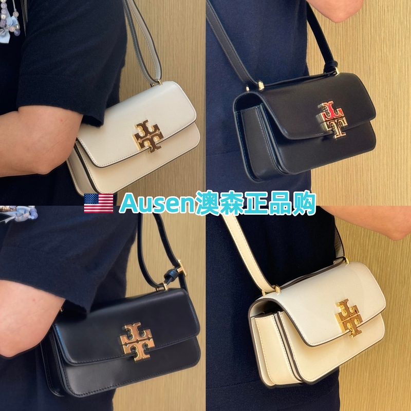 Authentic Tory Burch Tb Women's Bag, Small Gold Brick Baguette Bag, Horizontal Square Bag