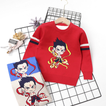  Boys sweater childrens autumn 2021 new middle and small children pullover sweater baby cartoon animation nezha sweater