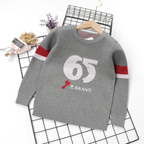  Boys letter cotton sweater 2021 autumn and winter new boys double-layer knitwear childrens pullover middle and large childrens bottoming shirt