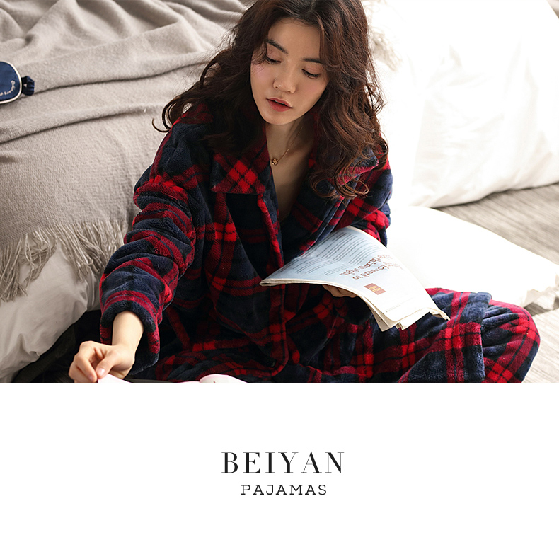 Dưới đây mùa đông san hô nhung nữ đồ ngủ phụ nữ gợi cảm dày flannel dịch vụ nhà dài cardigan phù hợp với hai mảnh bộ cotton mặc nhà