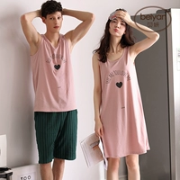 Dưới đây vest vài bộ đồ ngủ phần mỏng nữ mùa hè cotton nightdress có thể được đeo bên ngoài của nam giới không tay nhà dịch vụ phù hợp với mùa hè đồ bộ cho người 60 tuổi