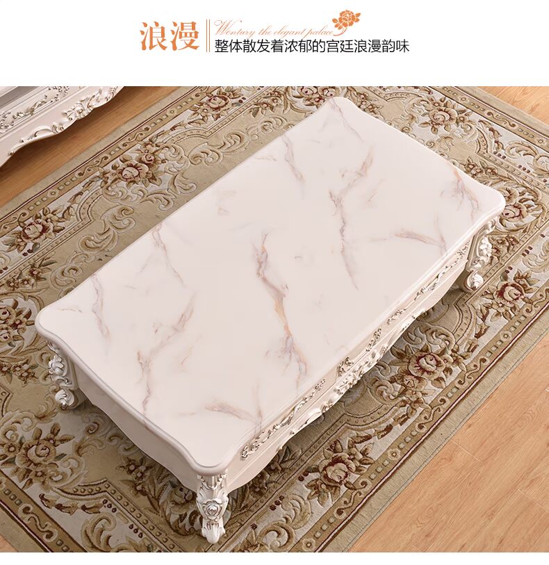 Tủ tivi châu Âu kết hợp bàn cà phê đặt đá cẩm thạch phòng khách tủ ánh sáng Pháp chạm khắc tủ đồ nội thất bộ bàn ghế phòng khách