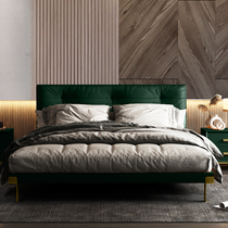 2021 blackish green Hong Kong-style light luxury master header level Kraft zhen leather bed 1 8 meters double modern minimalist wedding bed 1 5