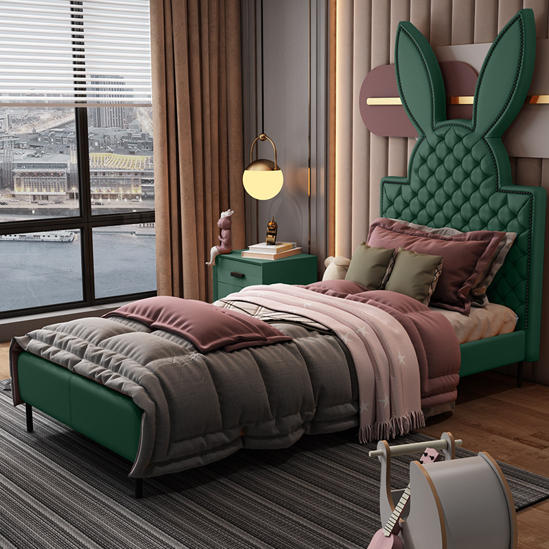 Hong Kong-style light luxury cartoon rabbit children's bed girl princess bed separate bed artifact boy single bed 1 2m parent-child bed