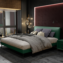 618 preemptive plus purchase] light luxury First layer cowhide leather bed master bedroom side small apartment wedding bed 1 8 m double bed