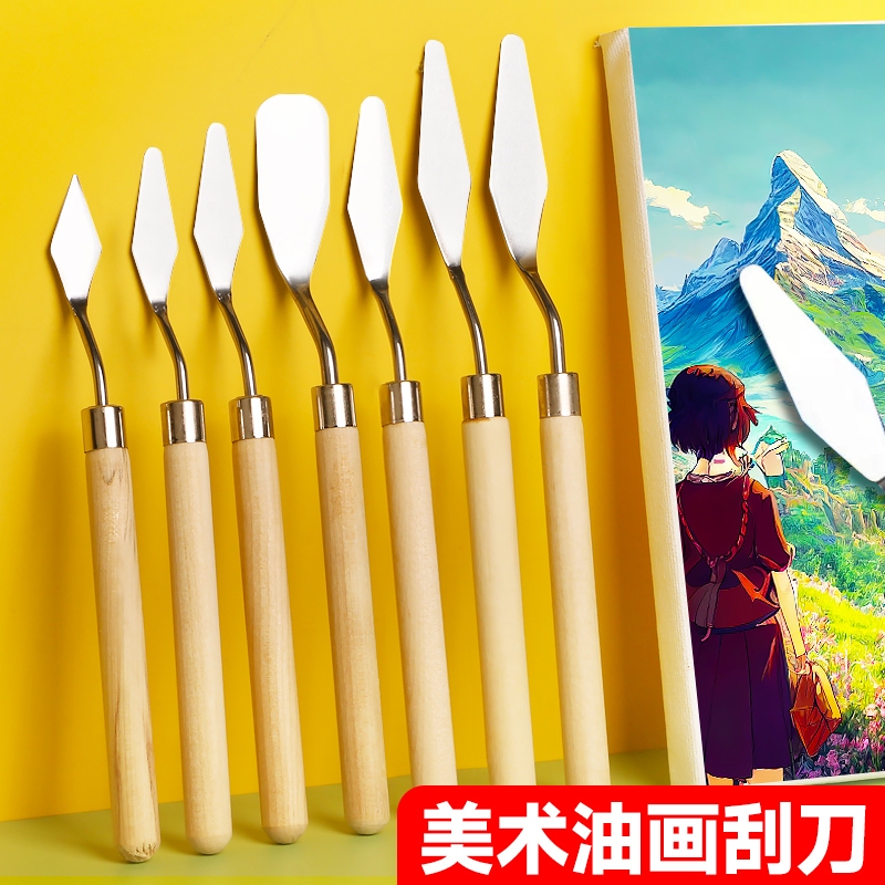 Oil Painting Knife Scraper Set Acrylic Gouache Paint Palette Knife Tools Flat Tip Small Pointed Knife Scraper Texture Knife