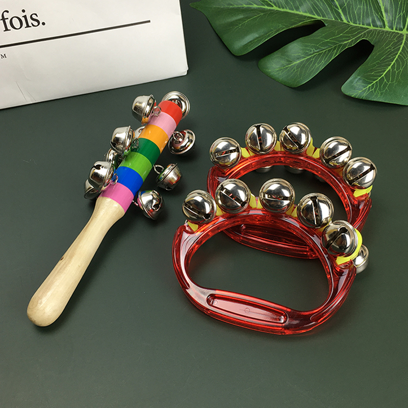 Wooden wooden hand rocking bell toy hands with baby rocking the bells and gripping the bells strings Alarm Puzzle can bite-Taobao