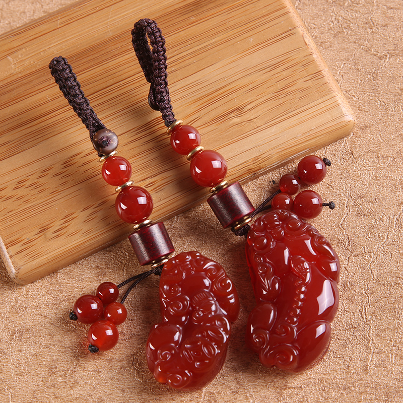 High-grade jade Pixiu car key chain creative men and women couple bag pendant key pendant