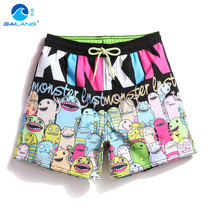 Cover waves cartoon print childrens beach pants quick-dry boys shorts with lining summer loose breathable sweatpants