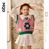 Жилет, свитер, в цветочек, коллекция 2021, в западном стиле, семейный стиль