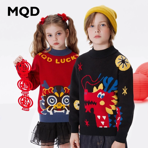 Детский красный свитер, шерстяной трикотажный пуховик подходит для мужчин и женщин, детская одежда, увеличенная толщина