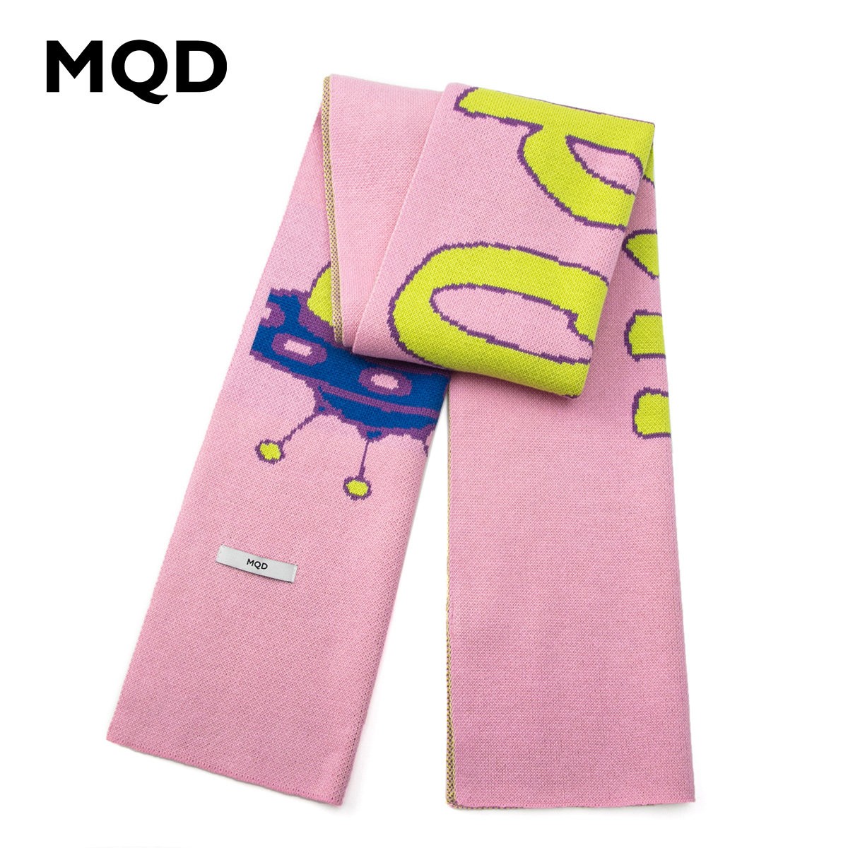 MQD Kids Girls Knitted Scarf Kids Fall Winter New Kids Mid-Toddler Print Warm Scarf Women's Korean Edition