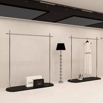Clothing store display rack stainless steel black display props floor-standing simple internet celebrity womens clothing store island rack shelf