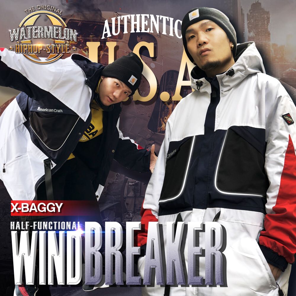 ACUSAhiphop jacket 90s American street casual 3M reflective and windproof mid-length jacket men's windbreaker