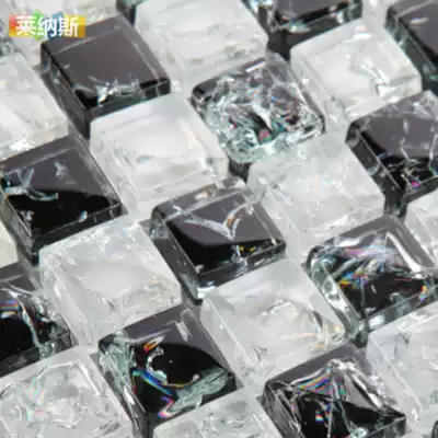 (Linus Mosaic)Black and white ice cracked glass mosaic Spot tile living room powder room mosaic