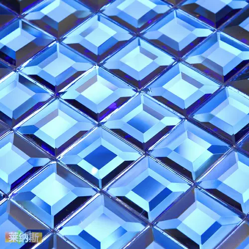 Синяя стеклянная мозаика на стену, зеркальный эффект