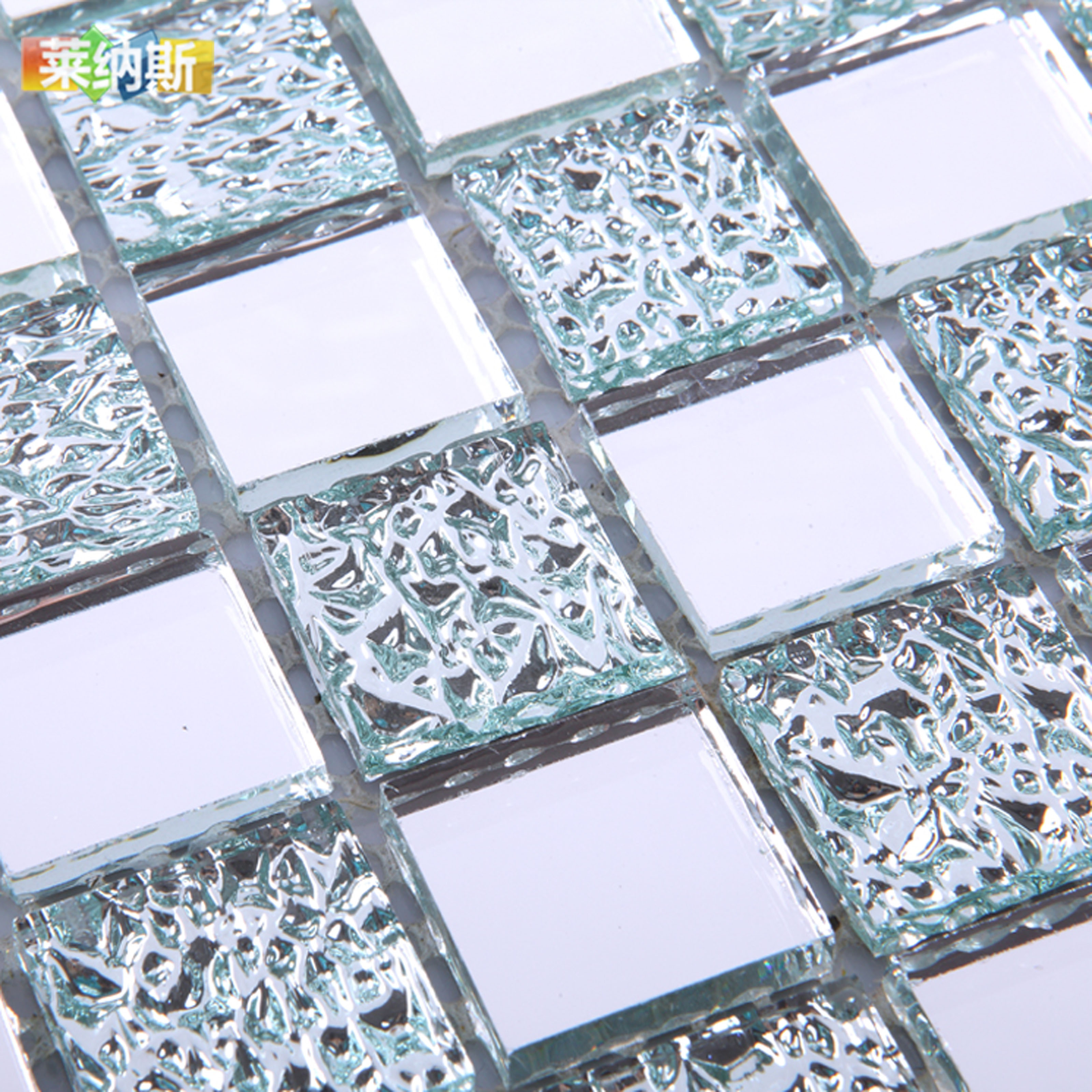 Tlenas Glass Silver Mirror Mosaic Wall Patch Waterproof Mosaic Puzzle Background Wall Silver Mosaic