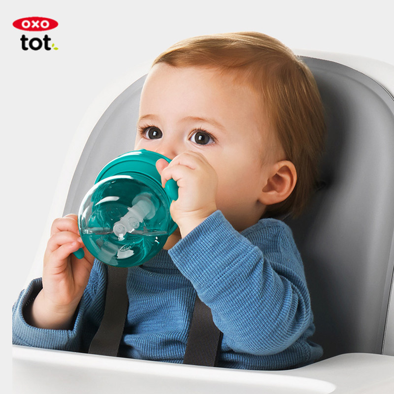 OXO OShow straw water glass kindergarten Children anti-choking anti-leakage portable with handle baby drink drinking cup