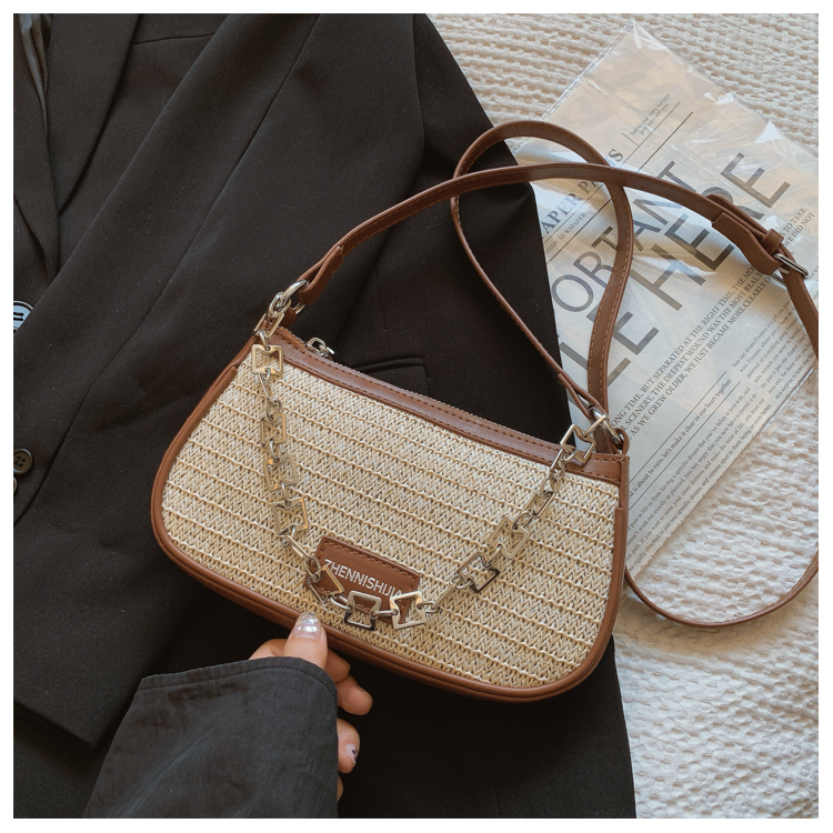 High quality texture small for women 2024 summer new fashion Lafite grass woven armpit versatile single shoulder_voghion.com