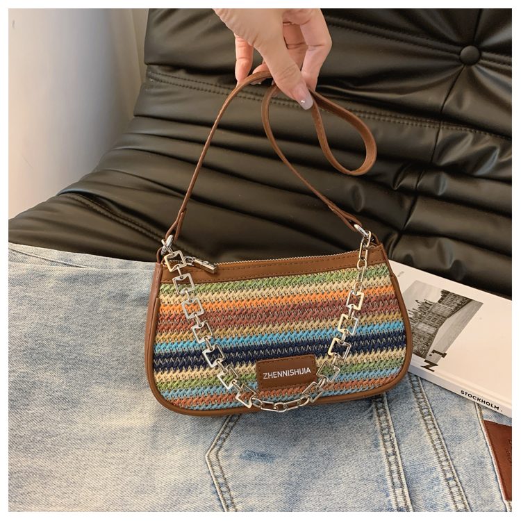High quality texture small for women 2024 summer new fashion Lafite grass woven armpit versatile single shoulder_voghion.com