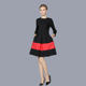 High-end professional black puffy waist dress A-line plus size women's 2024 new spring, autumn and winter temperament