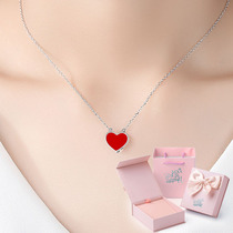 Net red silver necklace female sterling silver simple choker temperament love pendant jewelry tide send girlfriend 520 gift