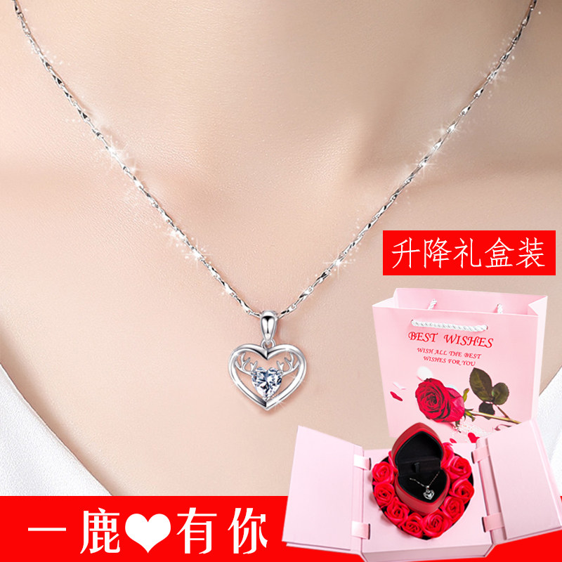 999 pure silver one deer with you necklace woman light extravagant and small crowddesign sensation pendant birthday present to girlfriend wife