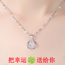 Four-leaf clover necklace female sterling silver choker simple Japanese and Korean 999 Silver Silver student pendant birthday gift
