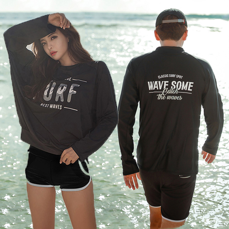 Diving suit female split long sleeved sunscreen swimsuit men and women jellyfish skinny surfing four couple swimsuit