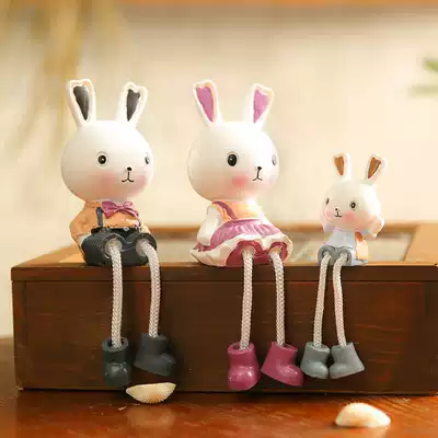 Creative wedding gift new house decoration hanging foot doll Miffy rabbit cute resin small decoration
