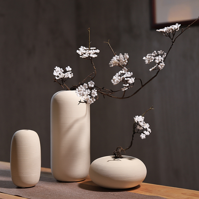 Nordic unglazed white ceramic vase ornaments simple Japanese dry flower arrangement living room home soft decorations