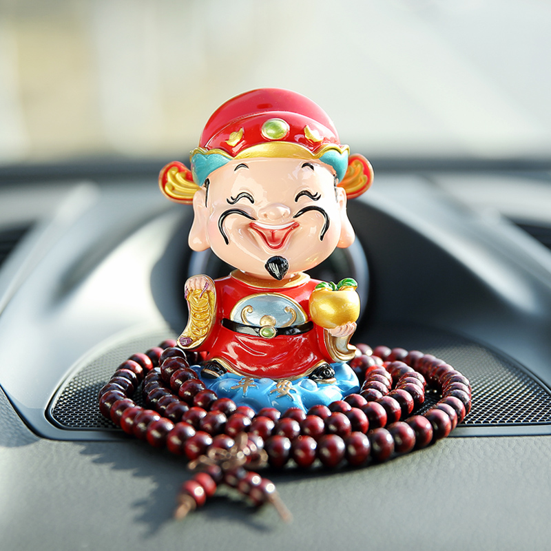 Shaking his head God of Wealth Car home decoration doll Safe car interior opening new car decoration Father's Day gift