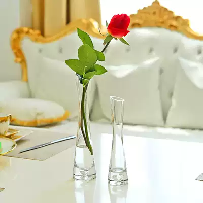 Creative transparent single glass small vase modern simple living room dining room ornaments flower arrangement single rose