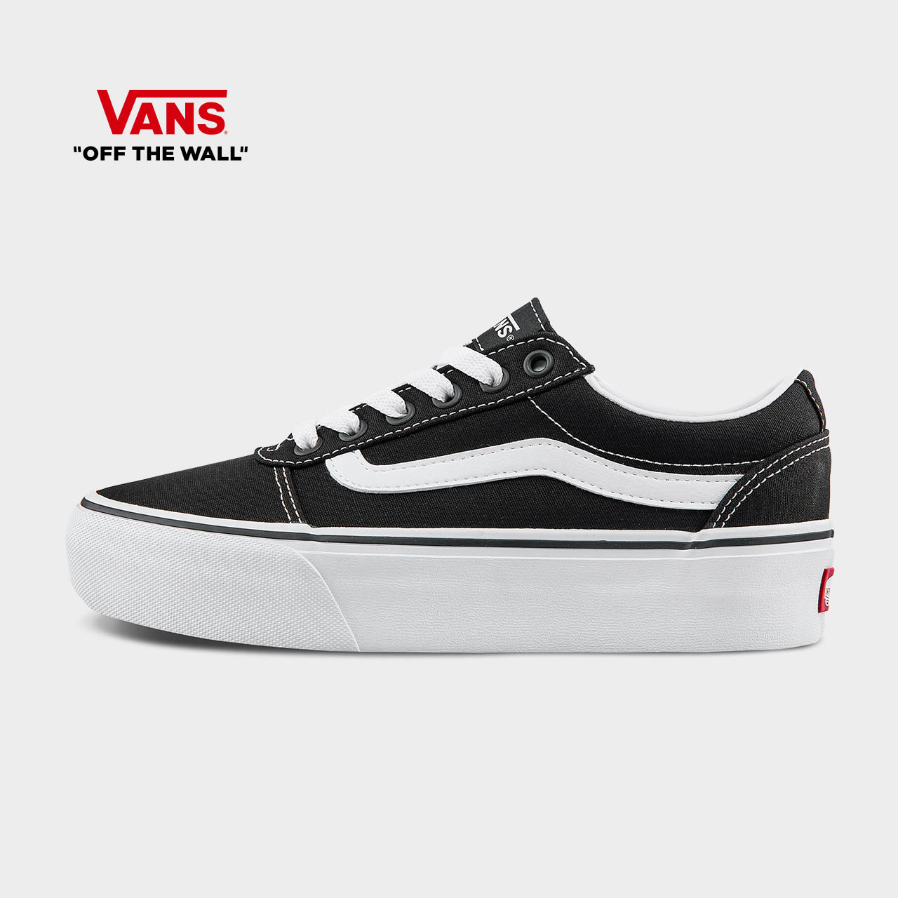 Vans Van Sans Official Canvas Shoes Ward Low Bunch of Thick Bottom Women's Shoes Black