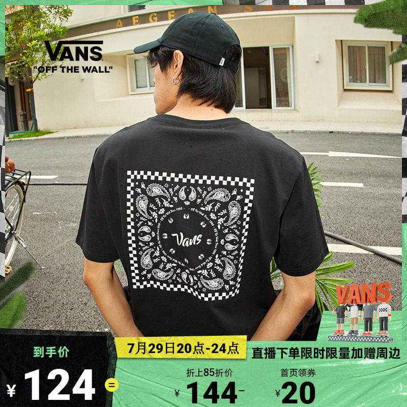 (time-limited ex-gratia) Vans Van Van official male and female couples short sleeve T-shirt summer loose cashew black fruits black