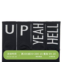 HELLO MONDAY Black Womens Socks Tide Midsize Socks Mens Sports Style Personality Letters UP Street Hip Hop Tide