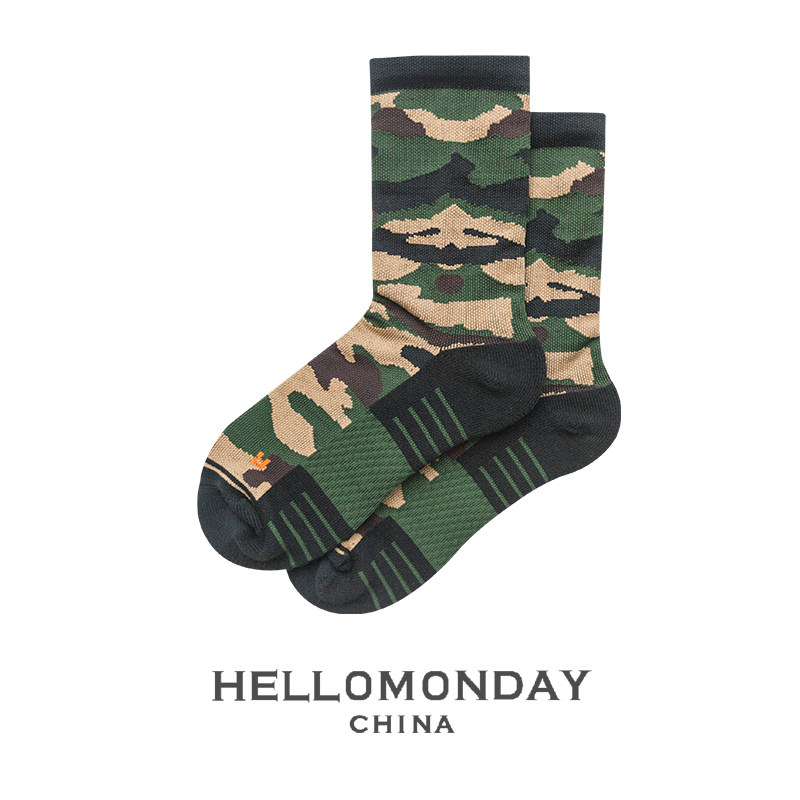 HELLOMONDAY No Sports Series Men's Professional Outdoor Sports Off-Road Socks Sweat-absorbing Terry Camouflage