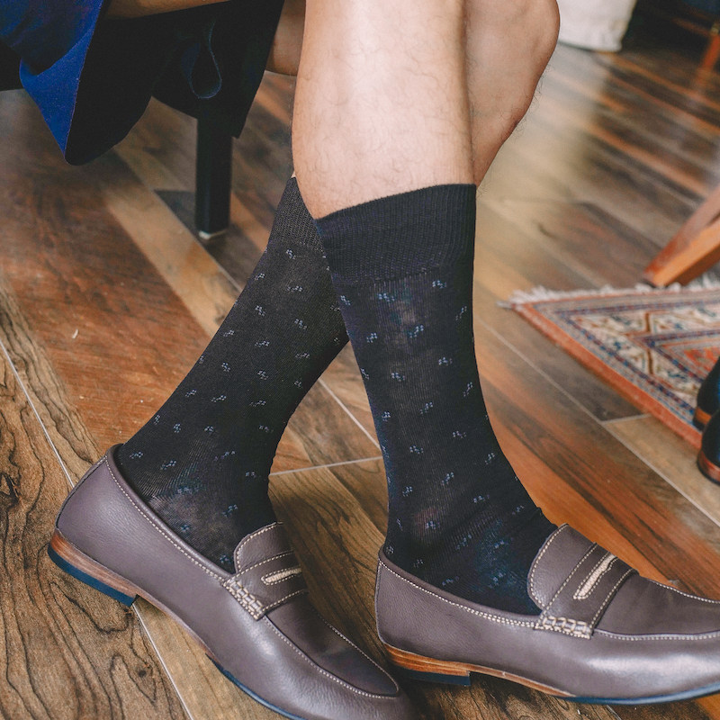 Vegetarian Studio Men's Mid-Tube Socks Personality Jacquard Business Socks Breathable sweat-Sweat cotton Sox Workplace Positive Dress Limited