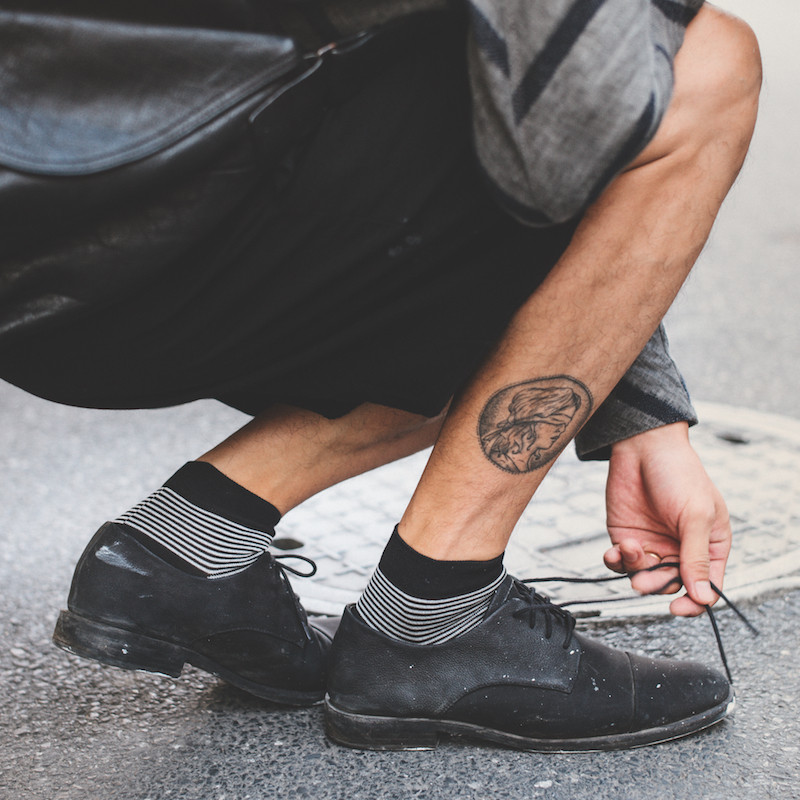 zaferwalk mercerized cotton boutique short socks men simple quality pinstripe two-color into the five-point tube socks men