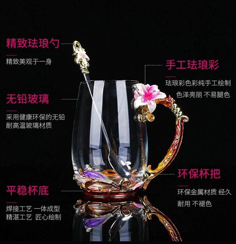 Lily Cup Ly thủy tinh chịu nhiệt Cup Cup Cup Cà phê Cup Quà tặng sinh nhật