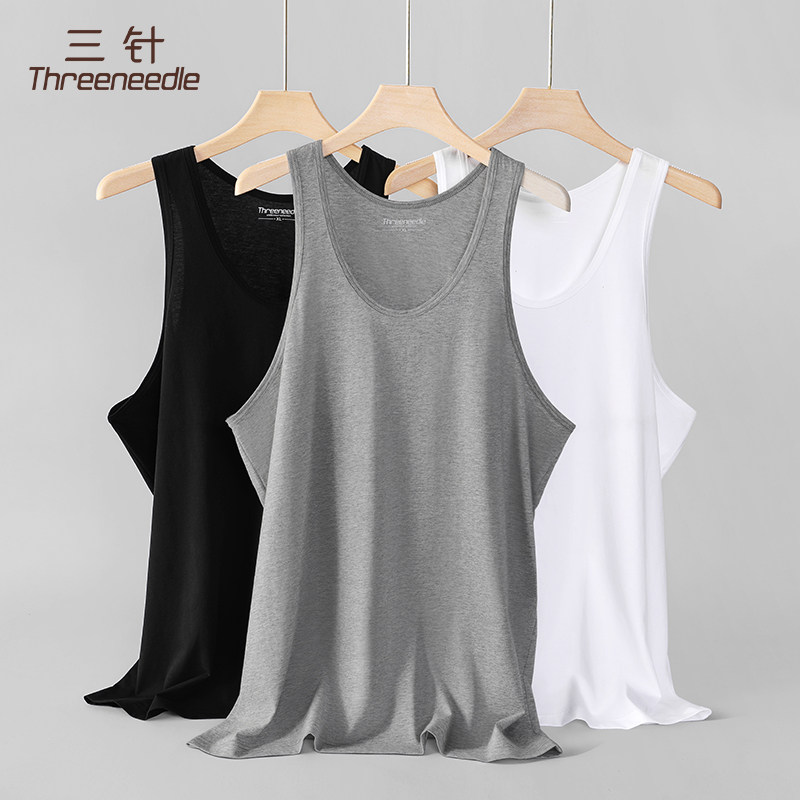 Three-needle vest men's cotton thin section summer elderly hurdle sports two belts middle-aged and elderly sweat-absorbing loose undershirt