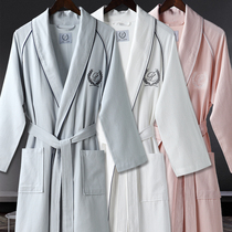 Five-star hotel pure cotton bathrobe Womens summer nightgown Mens special long water absorption quick-drying bathrobe thin section couple