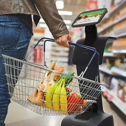 Интеллектуальные роботы выставка Холл Холл Добро пожаловать на рекламную дорогу, чтобы следовать руководству по объяснению голоса автоматического диалога