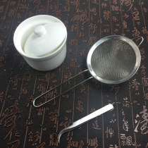  Birds nest hair picking tool Three-piece set Clip tweezers Colander mesh screen Ceramic stew pot set